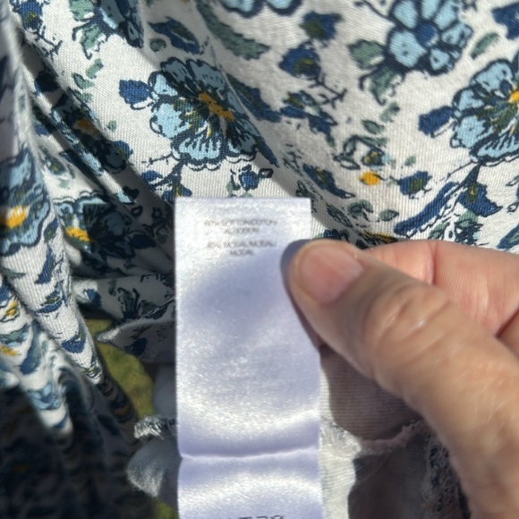 Lucky Brand Peasant Prairie Blue Floral square Neckline long Sleeve Top Large - Picture 8 of 8